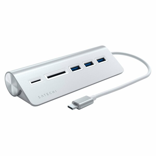 Satechi Usb C Aluminum Usb 3.0 Hub And Card Reader, Silver ST-TCHCRS